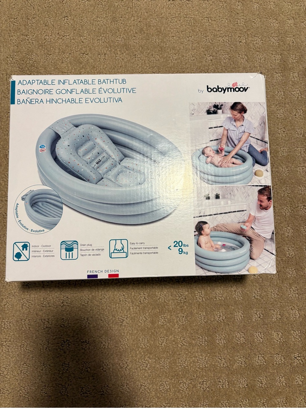 babymoov Light Blue Adaptable Inflatable Baby Bathtub